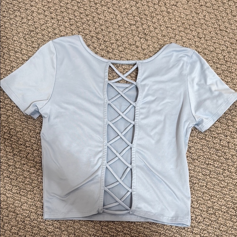 Light Blue Butterfly Embroidered Top - Picture 3 of 3